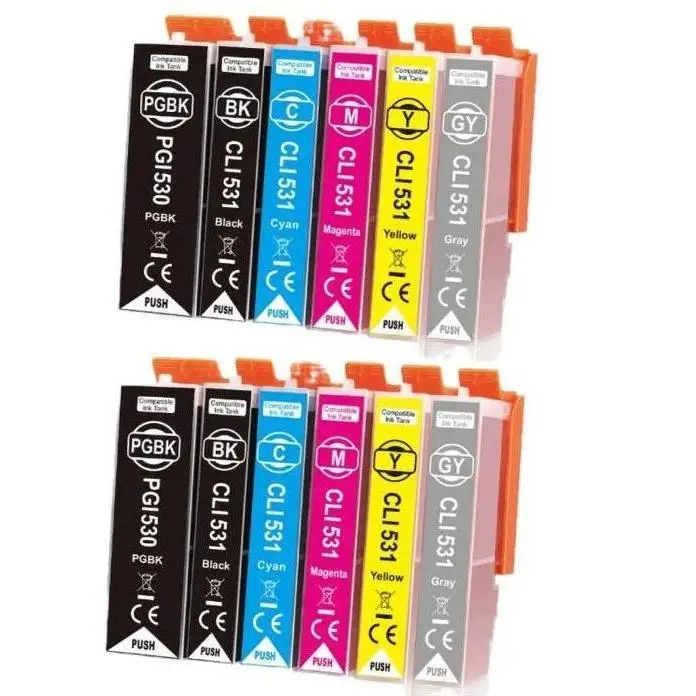 12 Cartuchos de Tinta Canon PGI-530 XL / CLI-531 XL PIXMA TS8750 TS8751