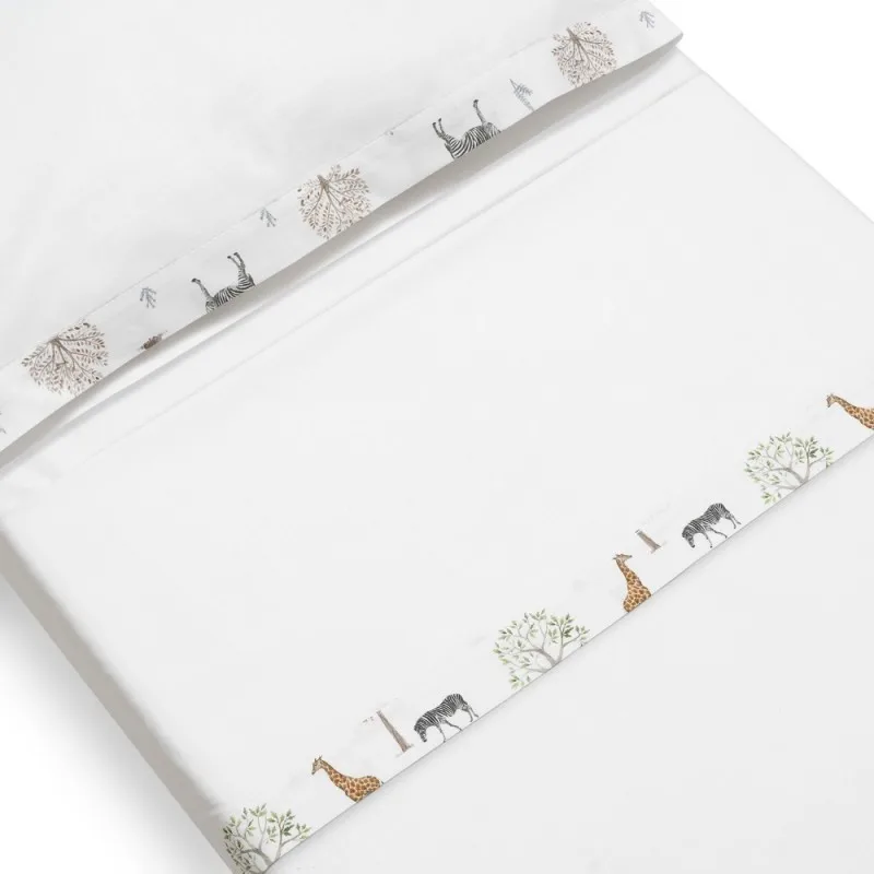 Crib sheets 60x120 cotton 100%-(bottom + countertop + pillowcase) SERENGUETI