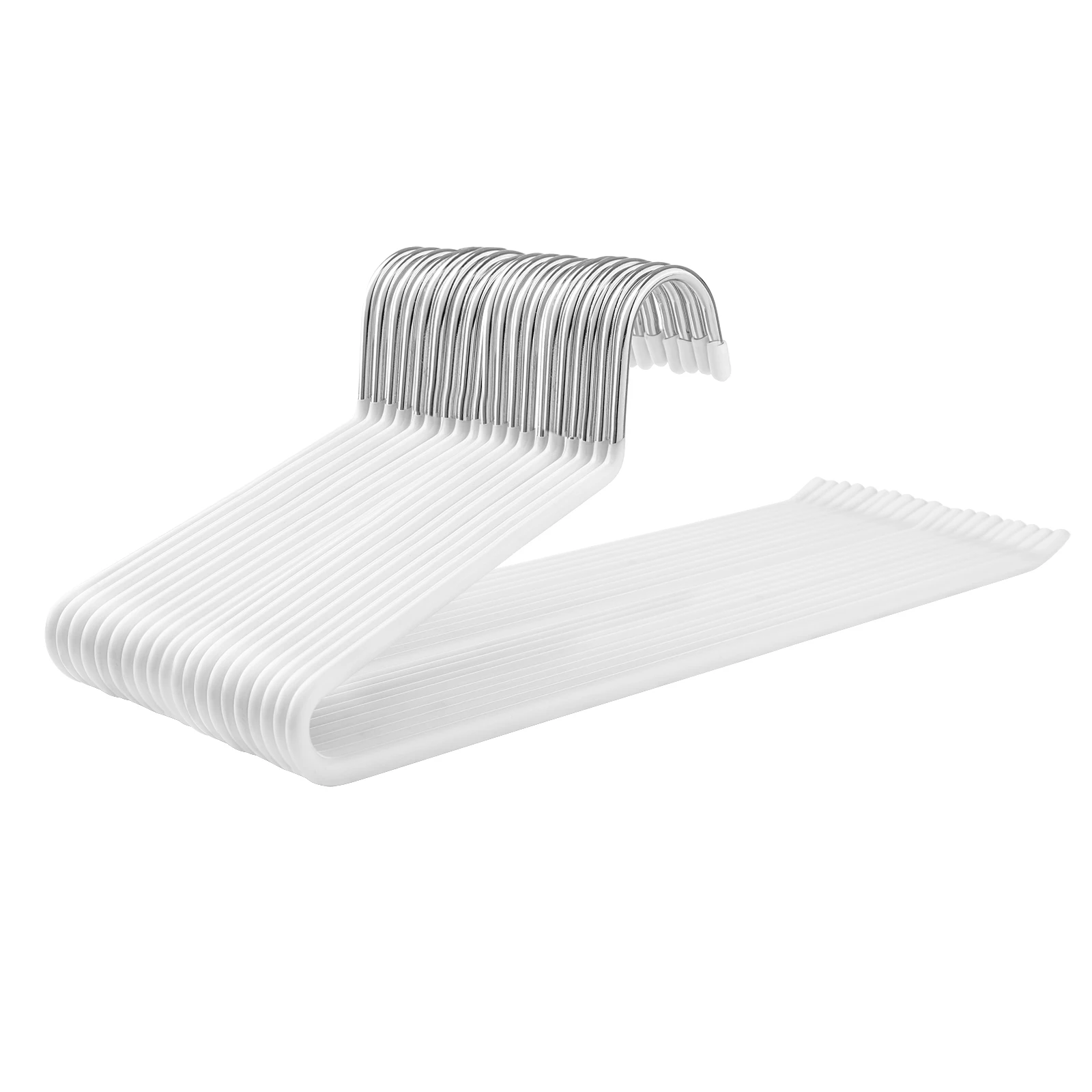 SONGMICS Confezione da 20 grucce per pantaloni, metallo cromato, antiscivolo, 38 x 13 cm, salvaspazio, bianco