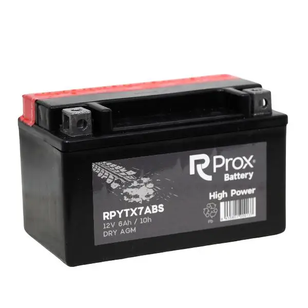 Batería Moto YTX7A-BS AGM High Power 12V 6Ah 100Amp. Máximo Poder de Arranque.  RC Prox Battery Fabricación Europea.