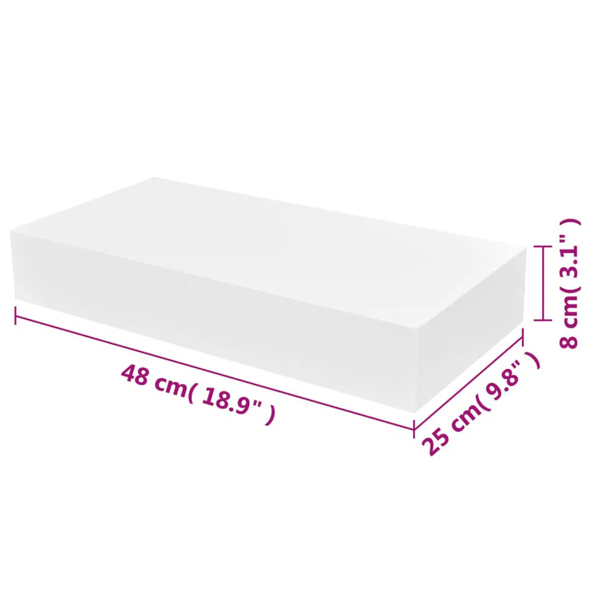 VidaXL floating wall shelf 1 white drawer 8x48x25 cm