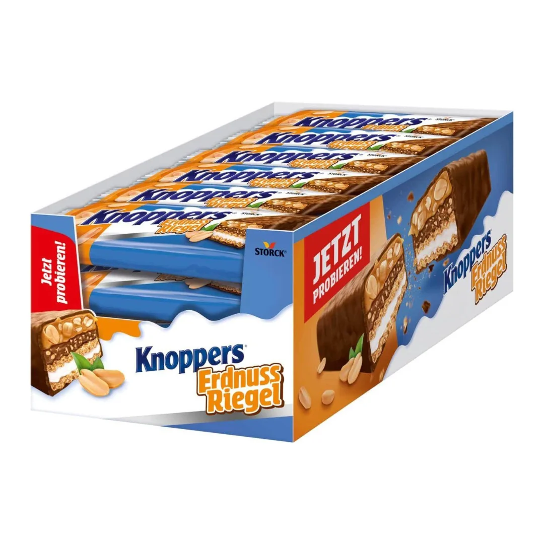 STORCK Knoppers Crispy Wafer o Barritas de Avellanas – Pack Ahorro 24 Unidades – Snack Crujiente de Leche, Cacao y Avellanas