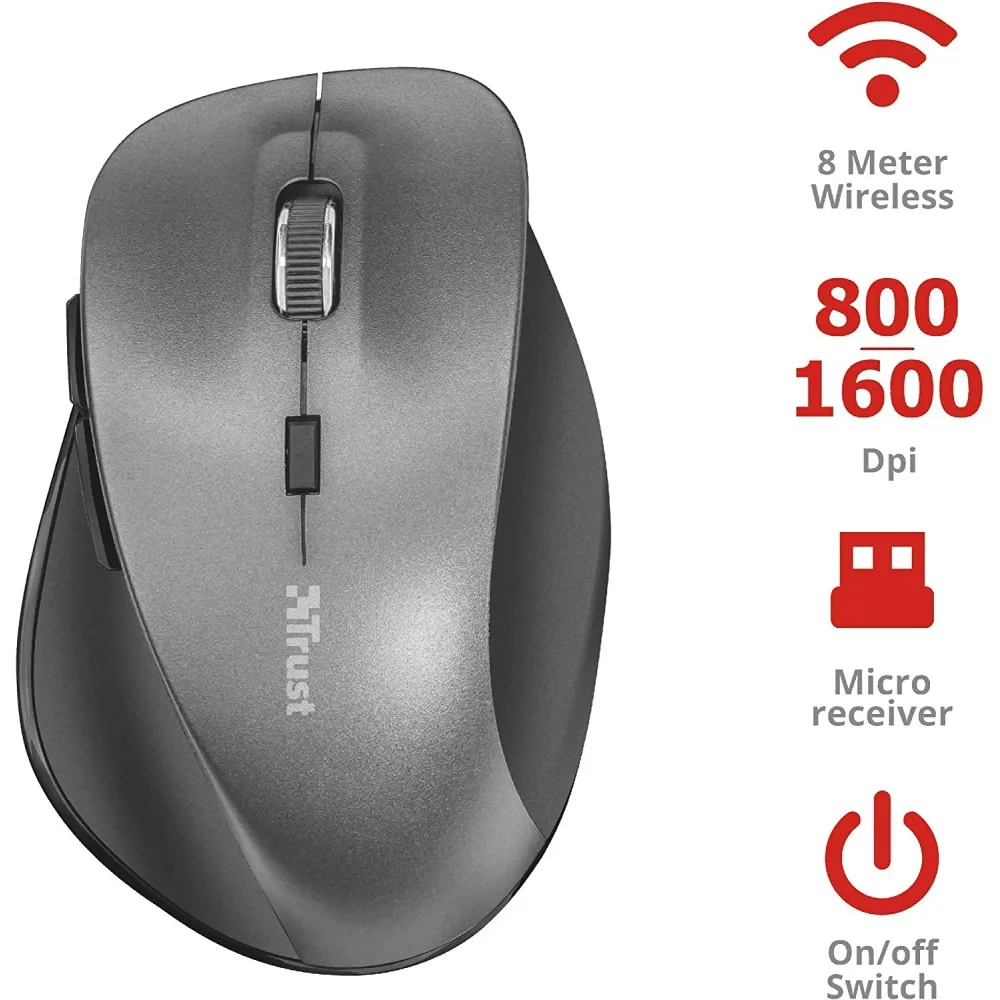 Trust Ravan wireless ergonomic mouse/up to 1600 DPI