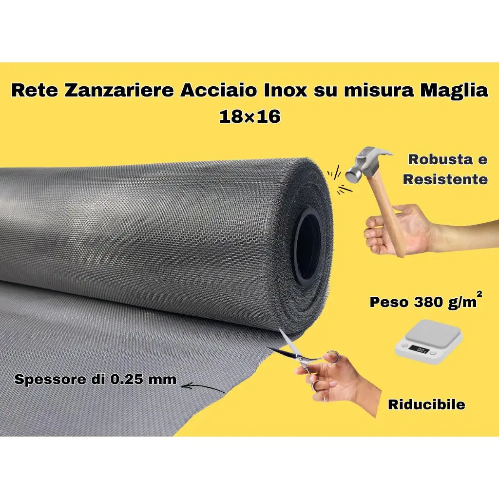 Mosquitero de acero inoxidable con malla 18/16 American Aisi 316 Fuerte y resistente