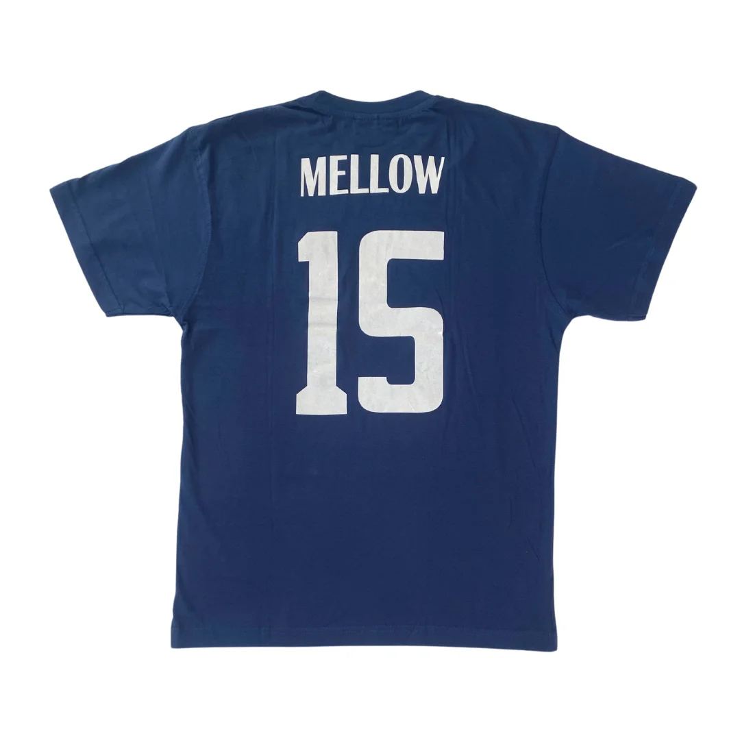 Newteam Danny Mellow Muppet #15 short sleeve navy blue cotton 100% Logo embroidery Oliver and Benji Champions towards the World Super champions Captain Tsubasa FC Nankatsu for collectors and fans of the series