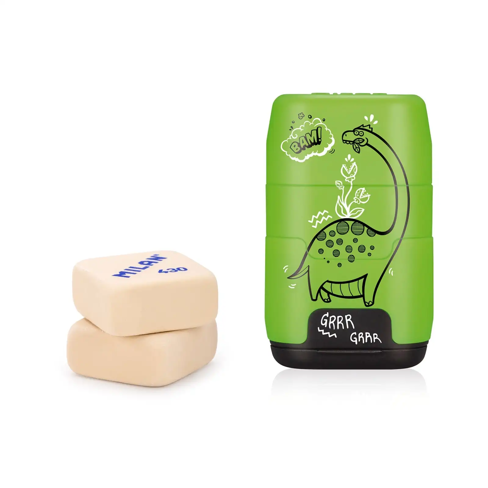 MILAN Million Years Ago - Pack Afilaborras Compact con 2 Gomas de Recambio Incluidas Verde