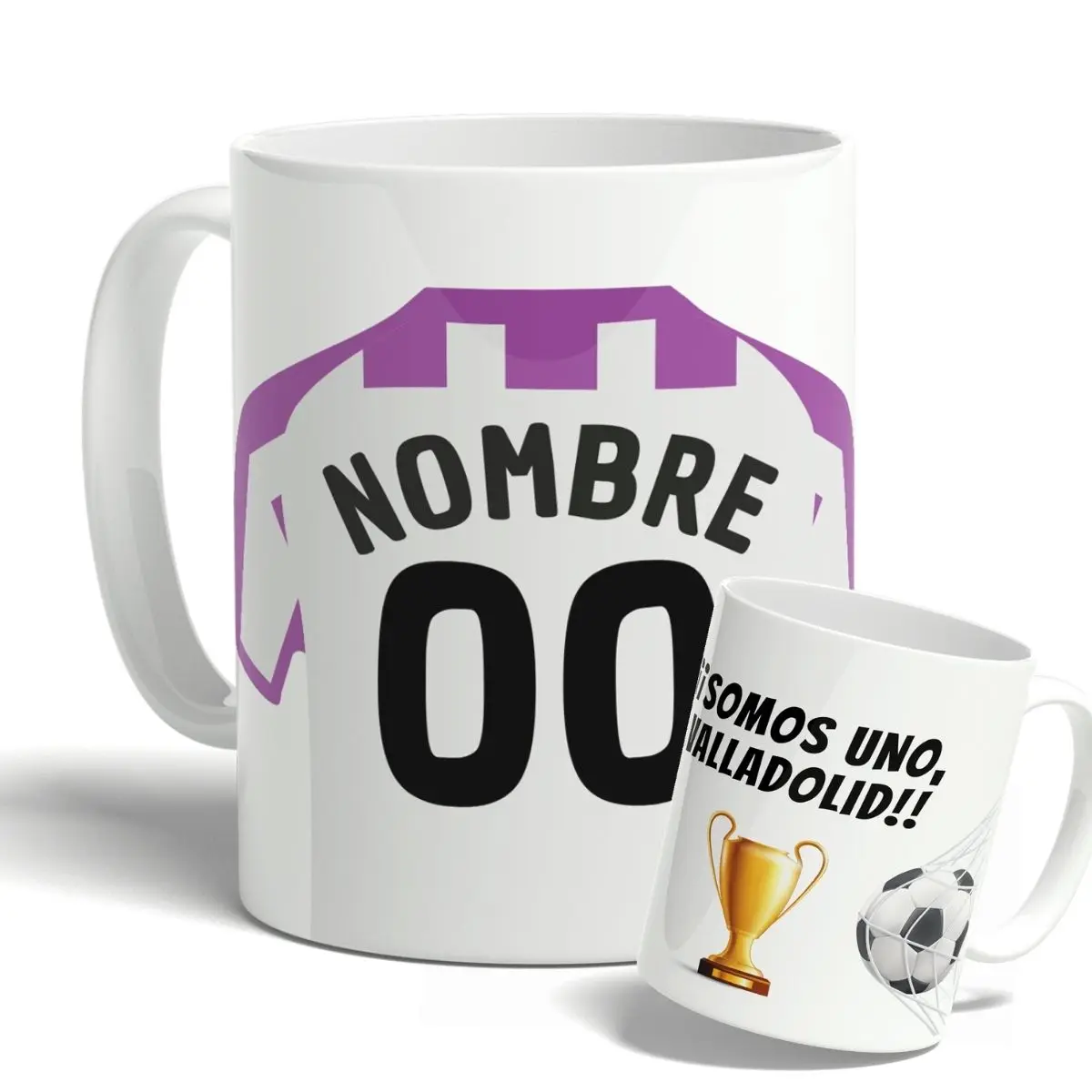 DEREGALOOS Taza de Fútbol Personalizada del Real Valladolid Club de Fútbol para forofos y aficionados