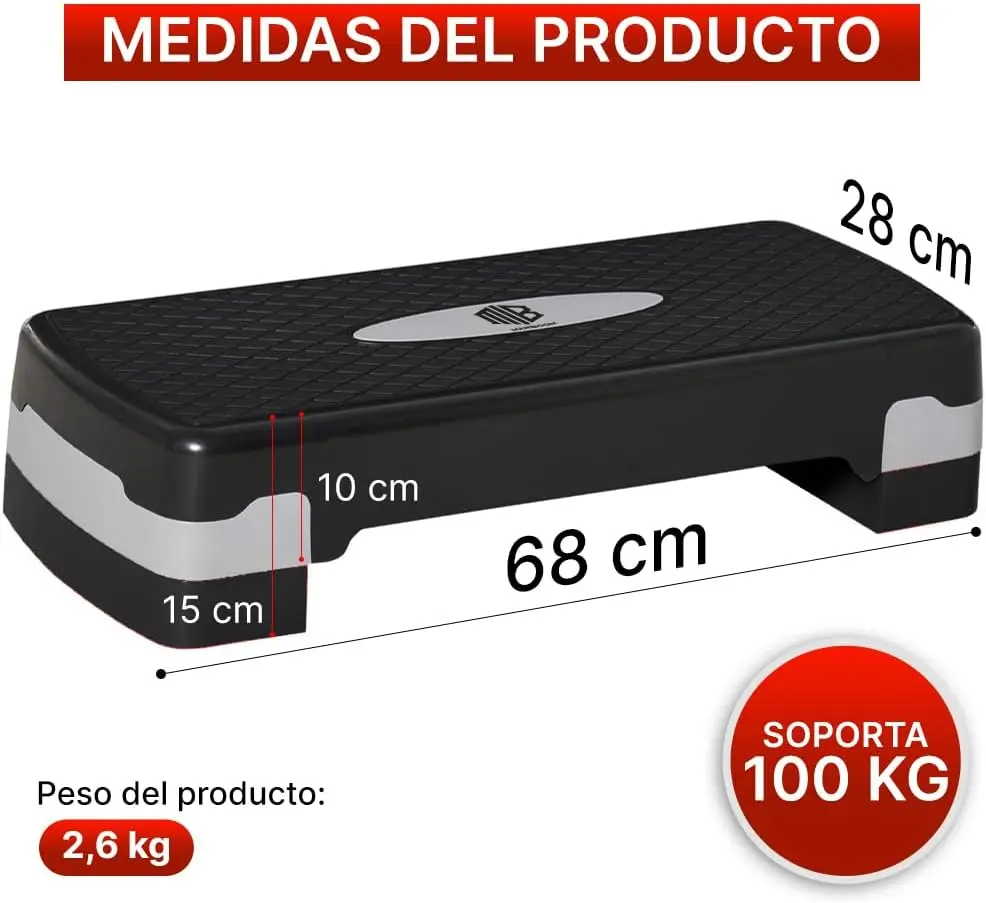 Aerobic step for fitness board platform stepper sport gym height adjustable 2 levels load 100kg #3