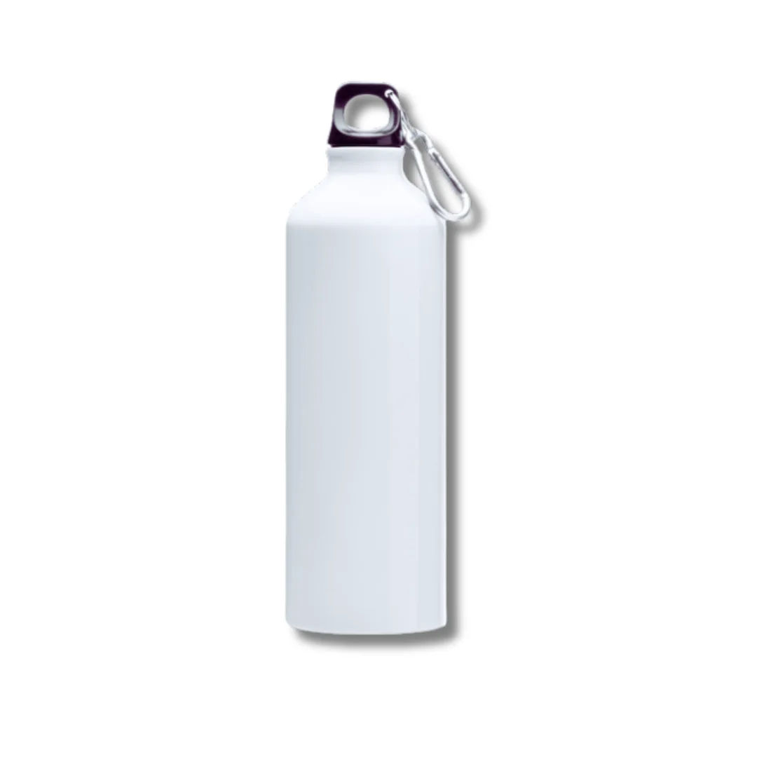 Bidón de Agua Sublimable de 800 ml con Tapón Negro y Mosquetón para Personalización  Ideal para Marcas y Promociones