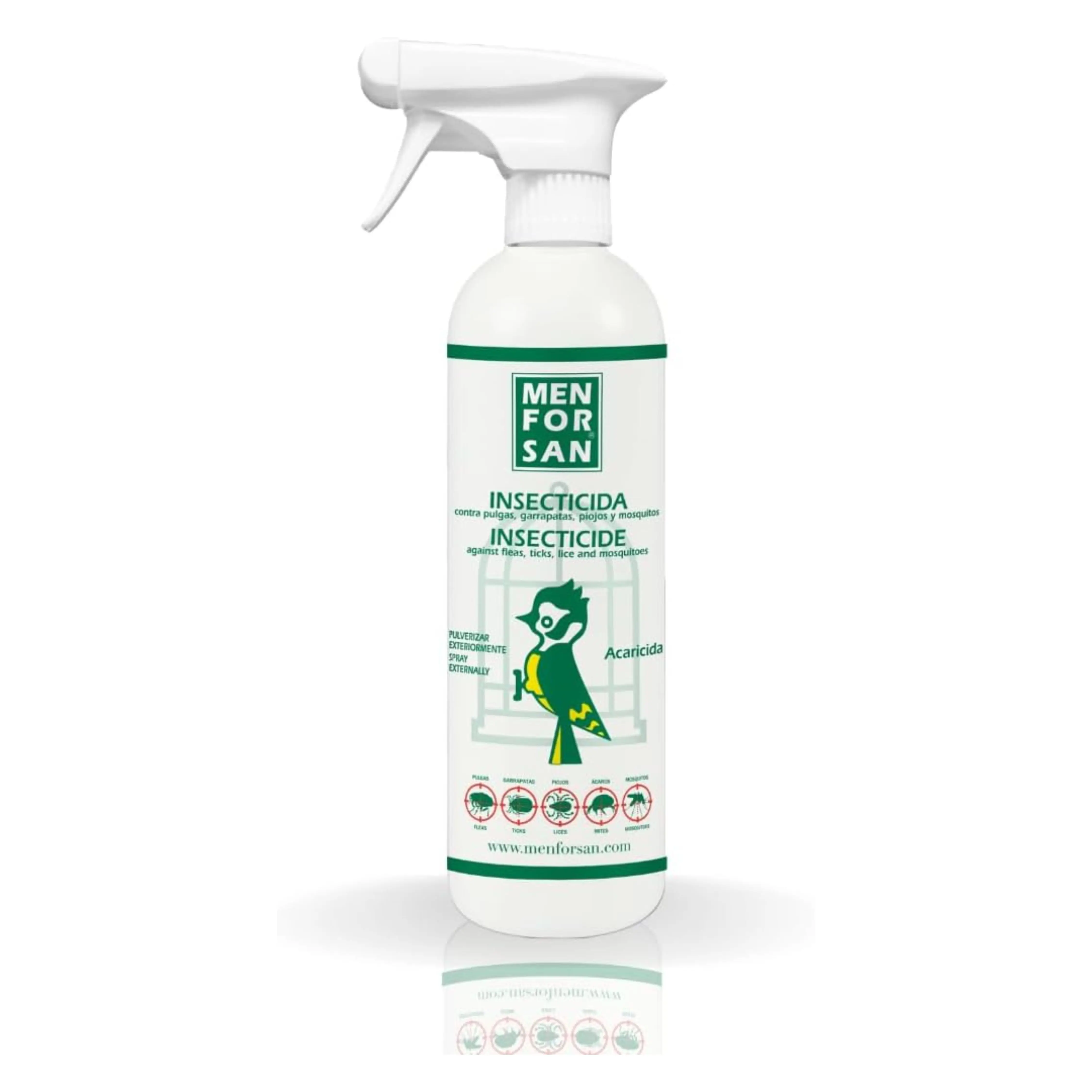 Insecticida y Acaricida Externo para Aves y Pajaros Spray Pulverizador de 750ml Menforsan