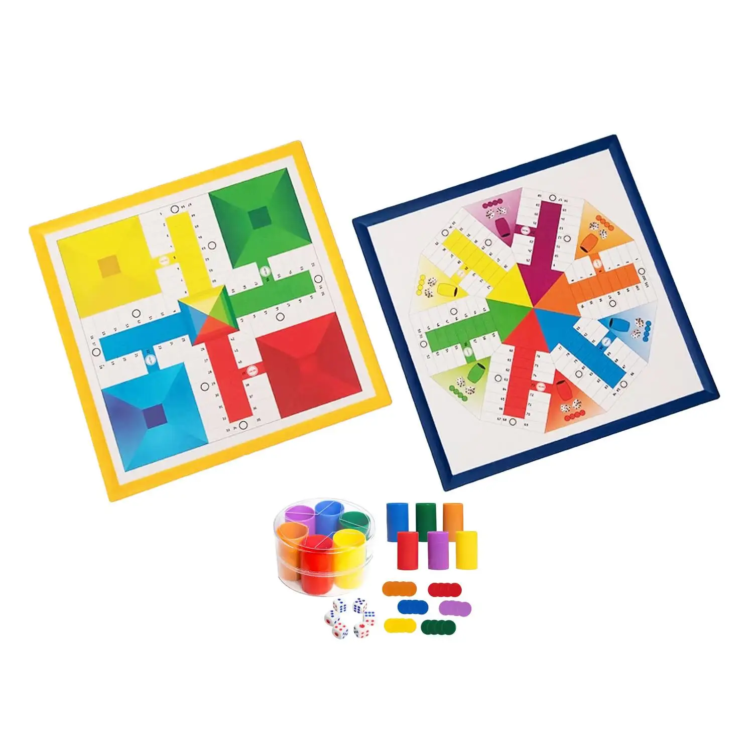 Parchís/Juego de Mesa 4-6 Jugadores/Juego Tradicional para Niños y Adultos/Reversible 2 en 1 Ambas Caras con fichas para 6 Jugadores - Tablero de Calidad y Enmarcado Marukatsu