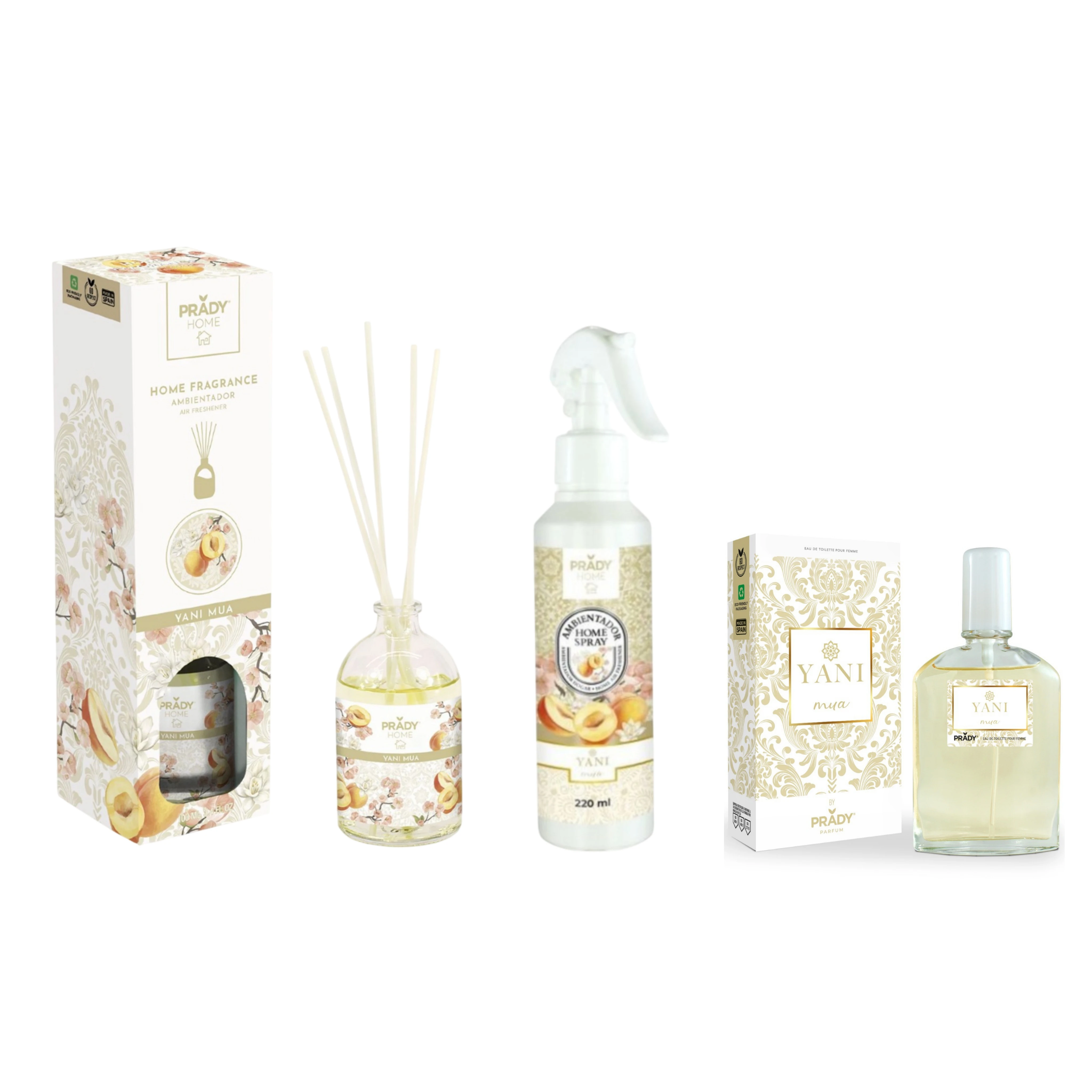 Lote Yani Mua Prady 3 Piezas – Mikado, Ambientador y Colonia | Aroma Floral y Dulce para Hogar
