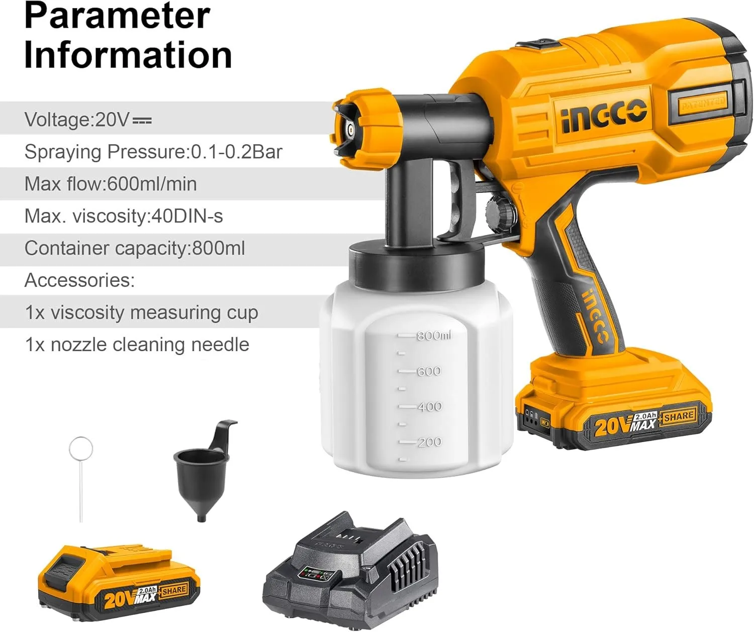 INGCO CSGLI20402 paint or spray gun-shipping from Spain 24h.