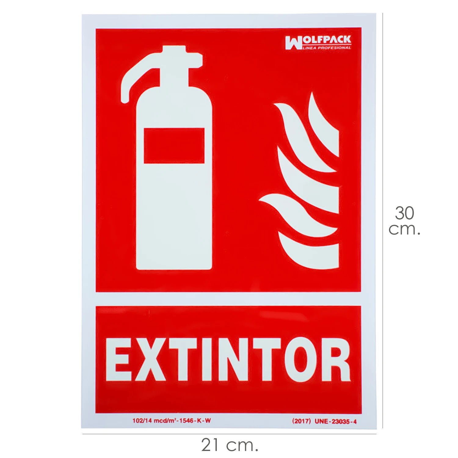 SANCO STORE - WOLFPACK LINEA PROFESIONAL Cartel / Señal Fluorescente Extintor 30x21 cm.