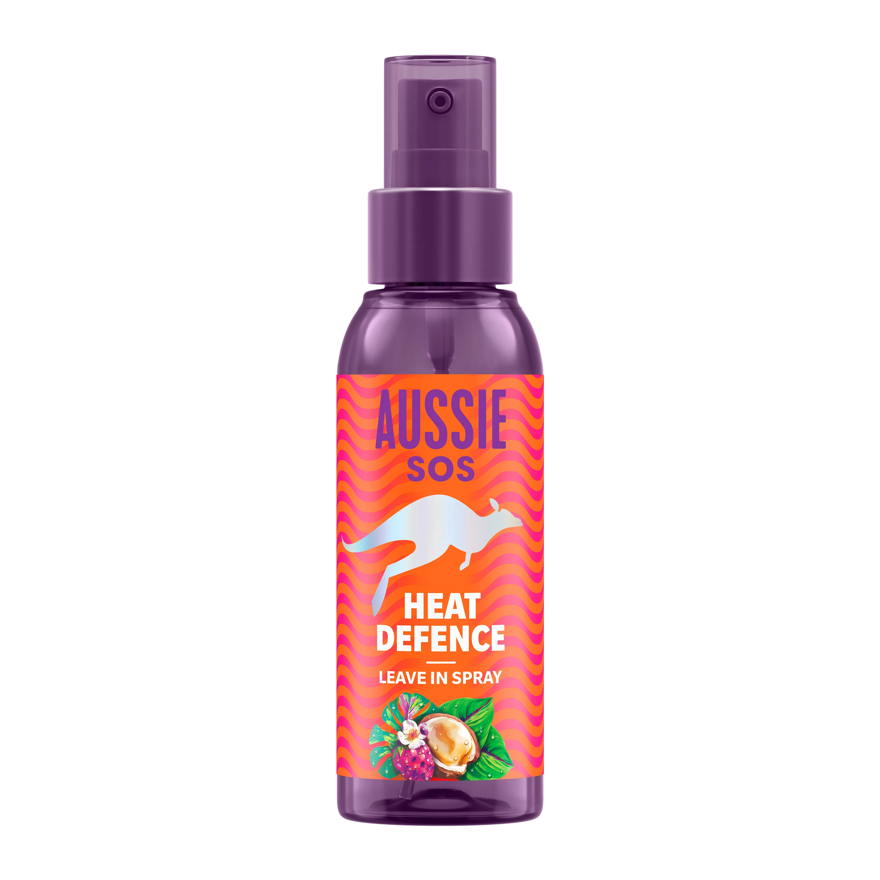 Aussie SOS Heat Defense Spray Leave In unravels and protects from Heat, keeps hair hydrated for 100 hours. Enriched with Australian superfoods. Vegan formula 100ml