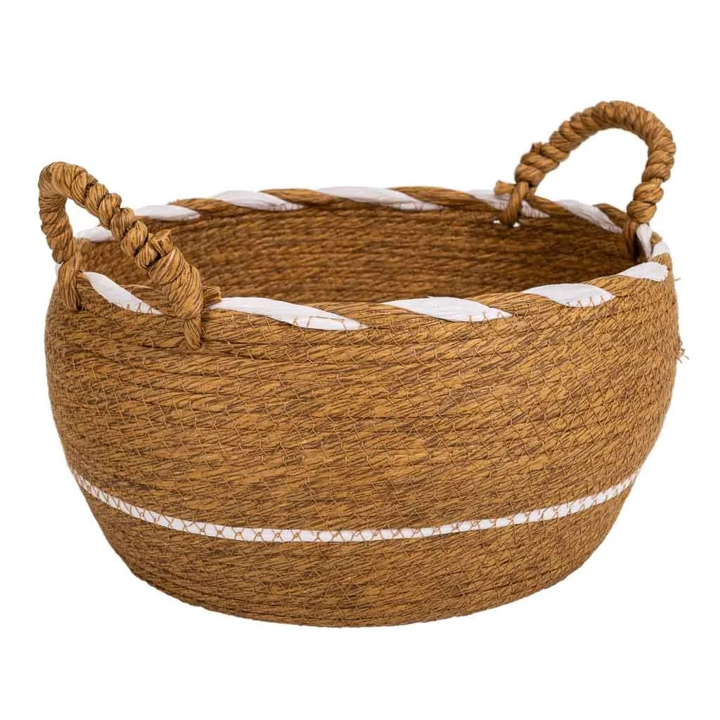 WANDERLUST DECO Capazo Fibra Natural Tejido Artesanal - Complemento Básico - Bolsas y Cestas