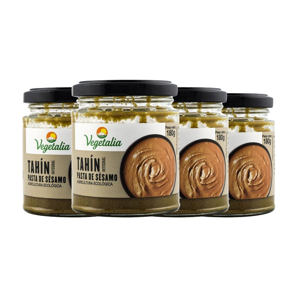 Tahín organic vegan whole sesame paste vegetalia 180 g x 4 jars. Total of 720 grams