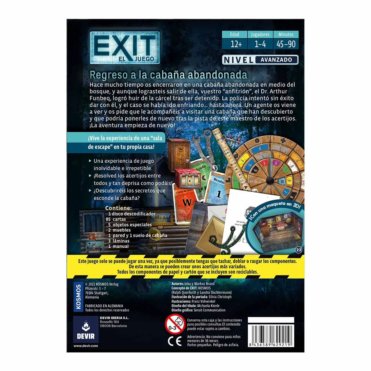 Devir - Exit: return to the abandoned cabin, Ed. Spanish-apartirdelos12 years