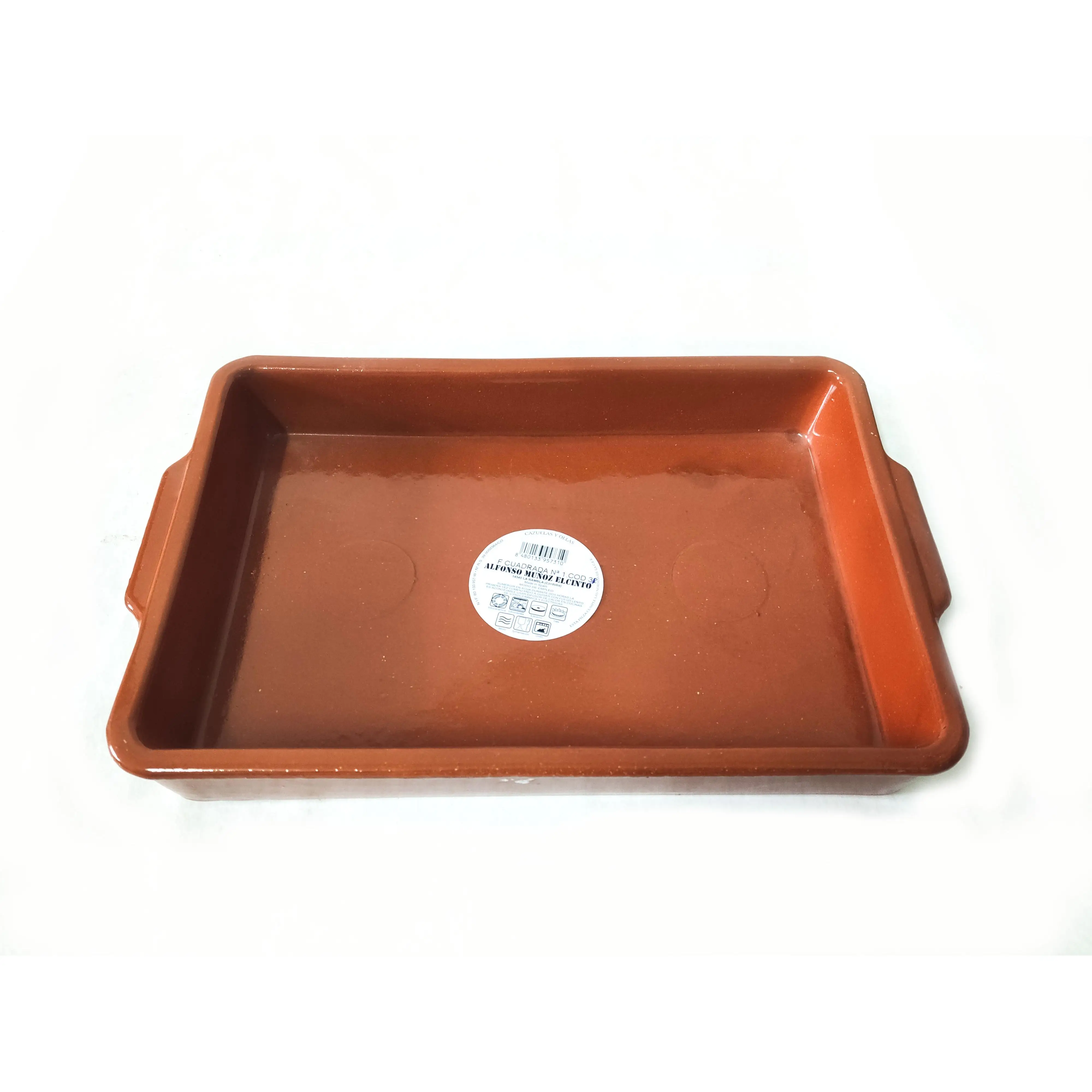 Fuente rectangular Nº1 fabricada de barro refractario tradicional | Fuente para horno | Bandeja horno| Fuente tradicional | Resistente a Altas Temperaturas | Fuente fuego directo, horno y gas | Asados
