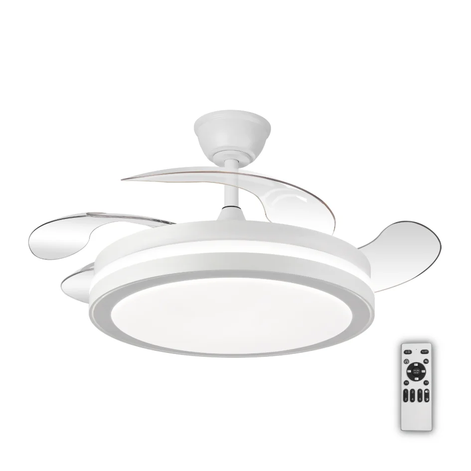 Ventilador de Techo TOP VENTAS ASPAS INVISIBLES Ultra Silencioso 82w en total Modo lámpara Luz LED 50W 6200 Lm con Máxima Iluminación (3 tonos), Motor DC 32W 6 Velocidades, Memoria de Color, Mando a