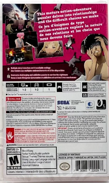Catherine: full body game for nintendo switch console