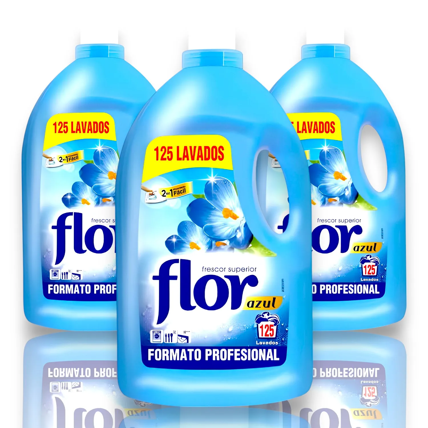 Fabric softener flower blue 5 litres-softener 125 washes professional format-quality and Superior freshness-2 in 1 easy ironing-Pack of 3 units-Reckitt Benckiser.