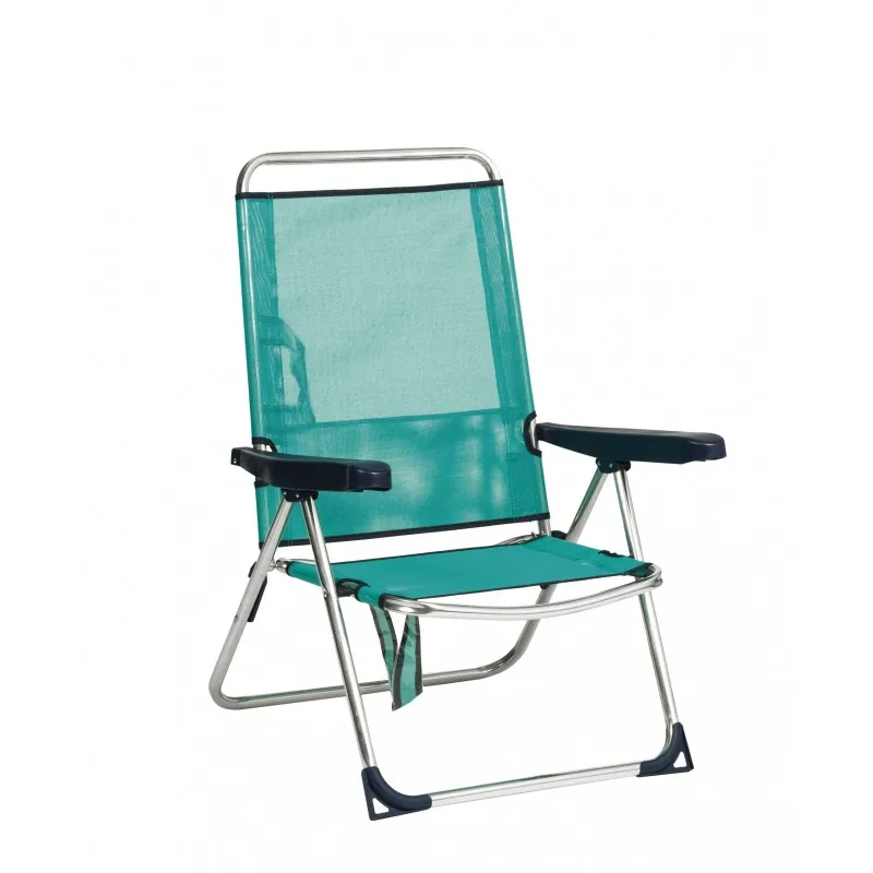 SILLA PLAYA ALUMINIO RESPALDO ALTO VERDE AGUA