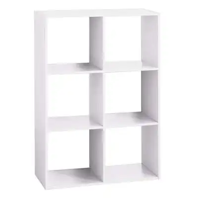 Factory Cuadros - Estantería Teo Blanca de Madera 6 Compartimentos - Organización Eficiente