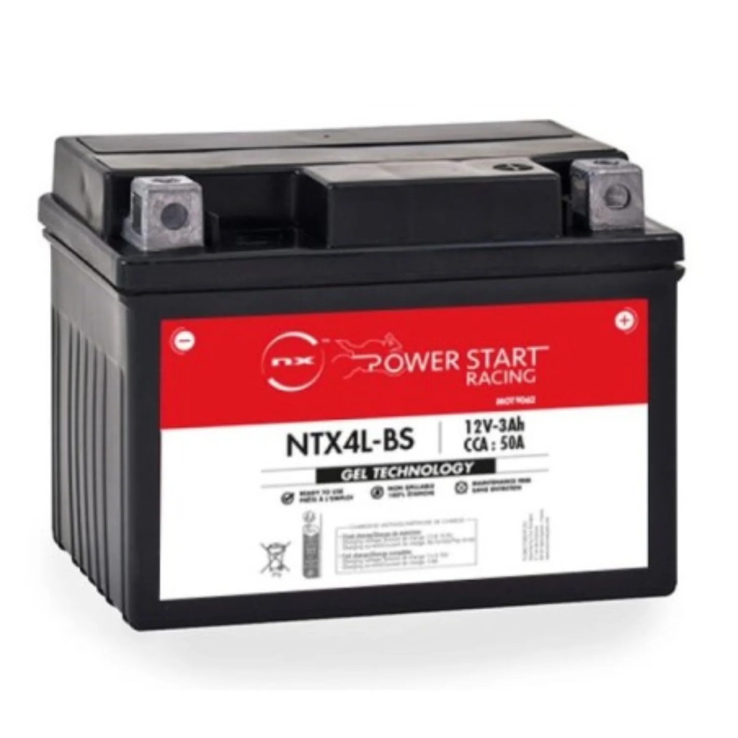 NX NTX4L GEL battery for motorcycle 12V 3Ah rechargeable and pre-activated.