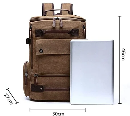 Prowalk-unisex kari 40l canvas backpack - hiking and excursions with style, resistance and versatility for all your adventures. With padded pc compartment, waterproof, ideal for daily and outdoor activities