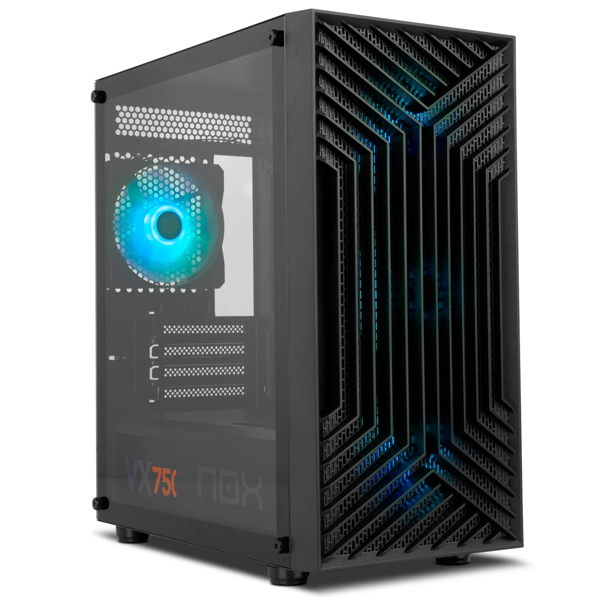 NOX XTREME PRODUCTS INFINITY EPSILON - Semitorre M-ATX/ITX ARGB Rainbow, Frontal Mesh, Panel Lateral Cristal Templado, 4 Ventiladores instalados, Compatible Tarjeta gráfica hasta 310mm, USB 3.0, Negro