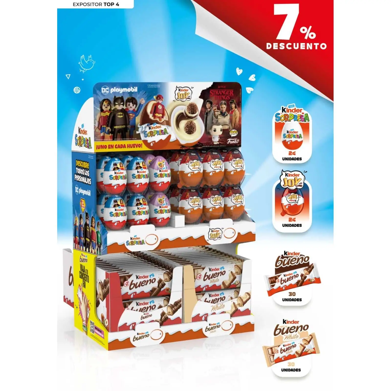 Kinder Back to School 2025 Display with Irresistible Assortment. Includes Kinder Surprise, Joy, Bueno, and Bueno White. Ideal for Stores, Promotions, and Exciting School Returns. ✨ Enjoy 7% Discount Included