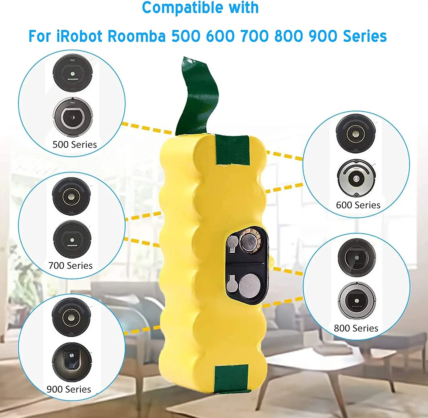Premium battery for roomba 573 pet 574 575 576 578 580 610 616 620 621 630 633 640 645 651 660 670 680 661 605. Capacity 4500mah.