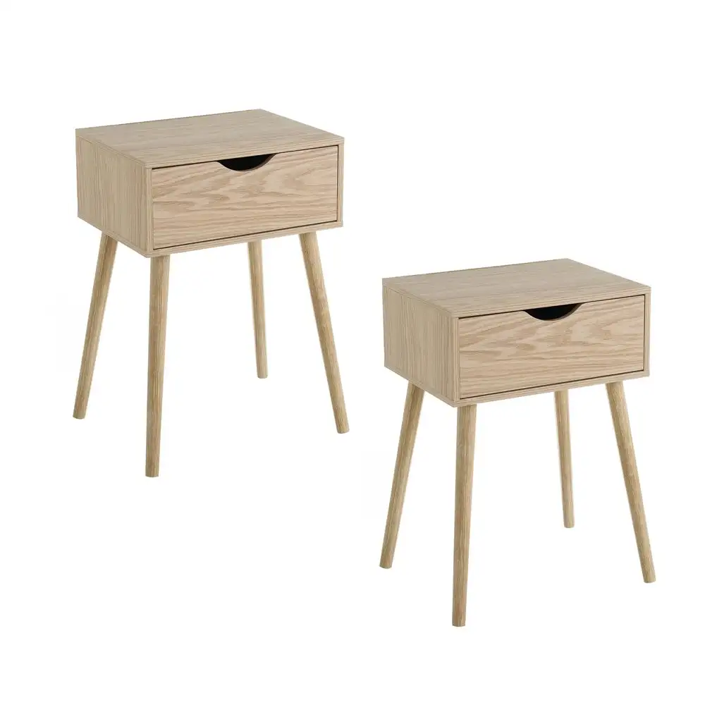 Set de 2 mesitas de noche de 1 cajón beige de MDF LolaHome