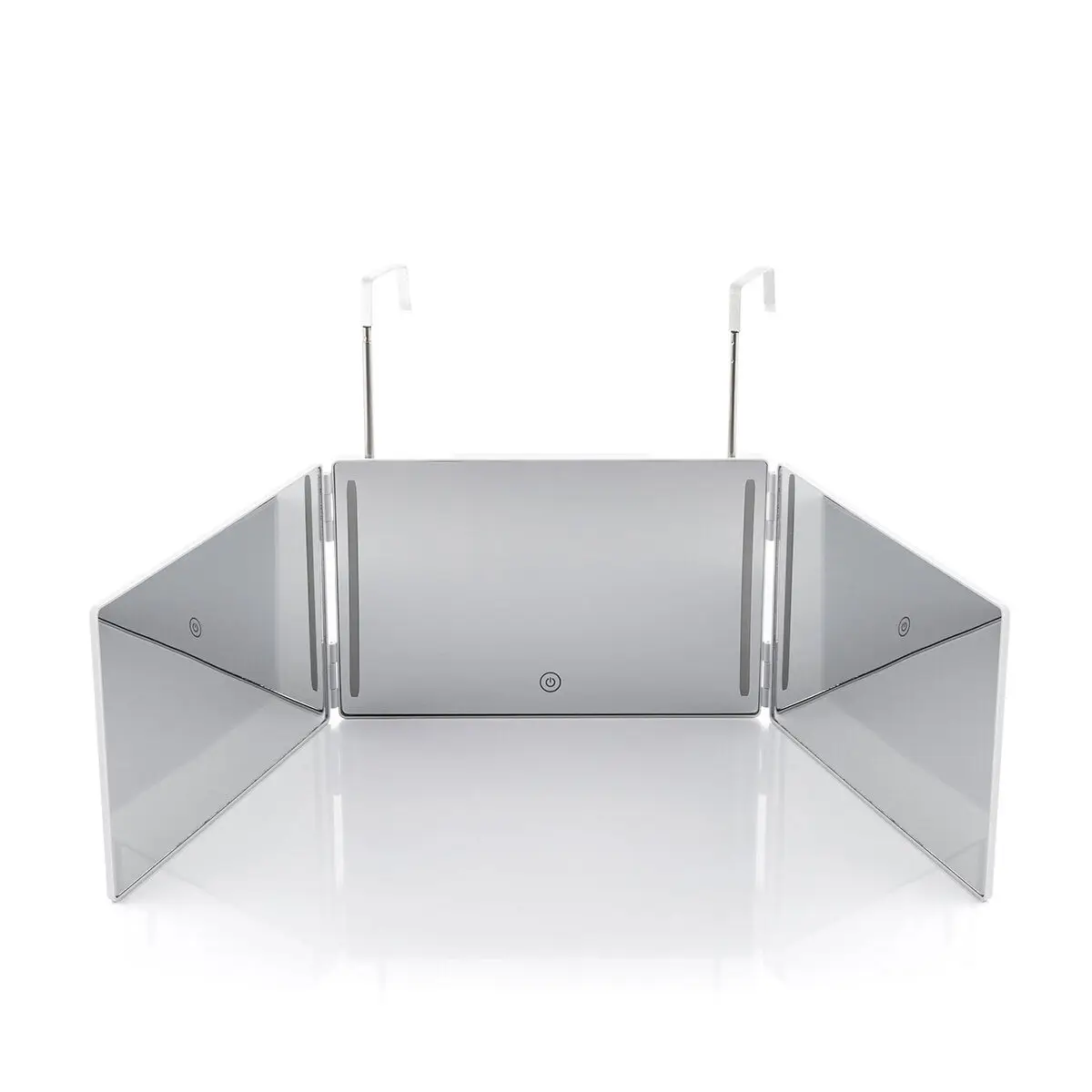 Specchio per il trucco InnovaGoods con luce, Specchio con visione a 360º Specchio da bagno con luce a LED Interruttore con sensore tattile, Specchio da bagno dal design pieghevole e altezza