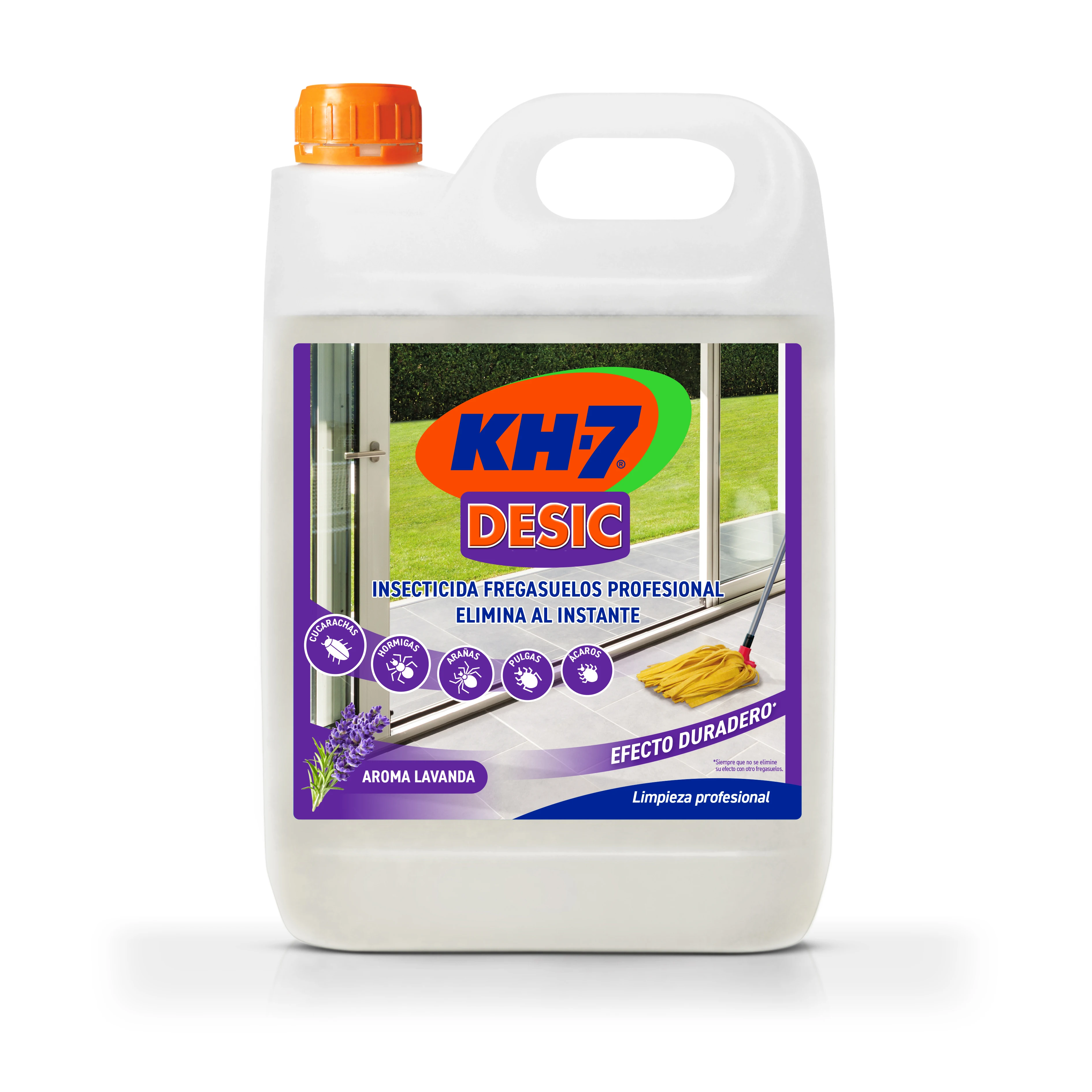 KH-7 Desic Insecticida Fregasuelos, Elimina y Protege tu hogar contra todo tipo de insectos rastreros, Con Aroma Lavanda - 5 LITROS - KH-7 Profesional