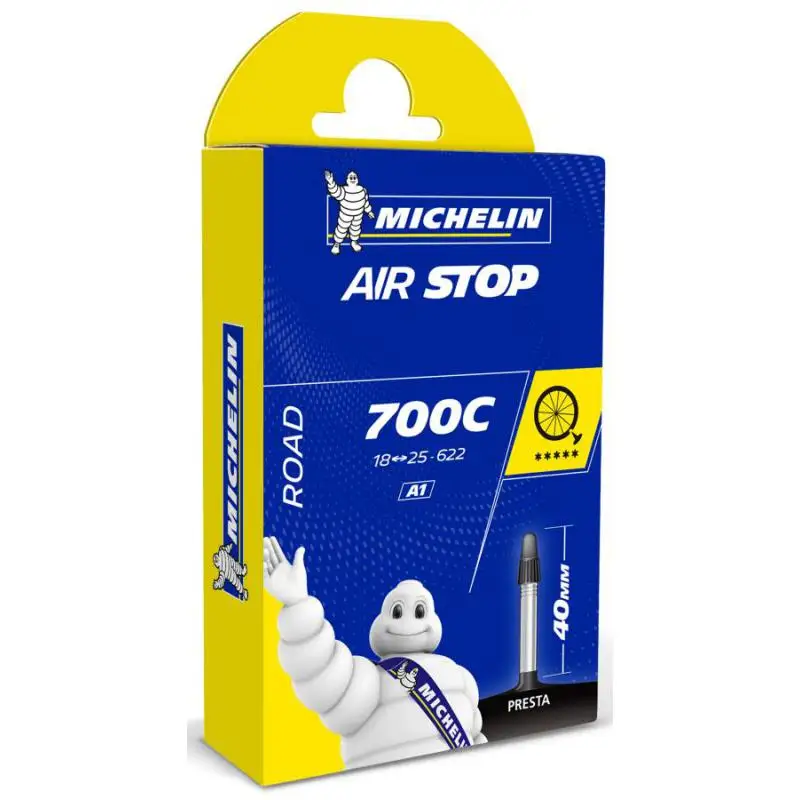 MICHELIN | Cámara Airstop Butyl 700x18-25 Válvula Presta 40 Mm - Cámara de carretera Airstop Butyl responde a las expectativas de los ciclistas, que buscan seguridad