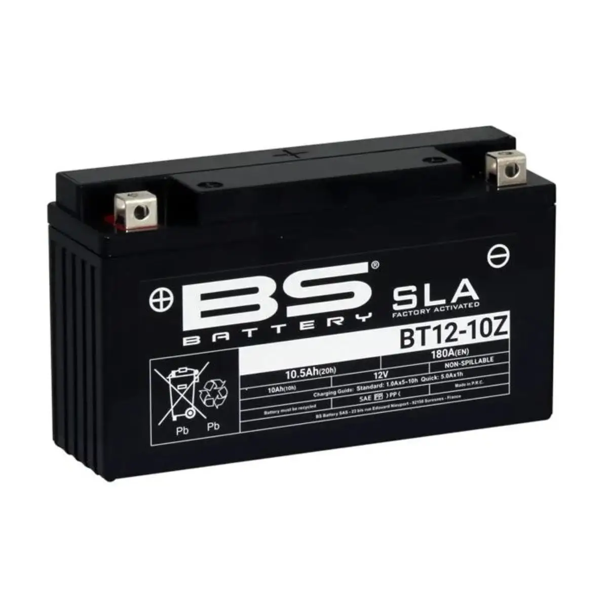 BS Battery BT12-10Z SLA AGM Batería Moto 12V 10Ah 180CCA | Sellada Sin Mantenimiento | Activada y Cargada | Para Zontes