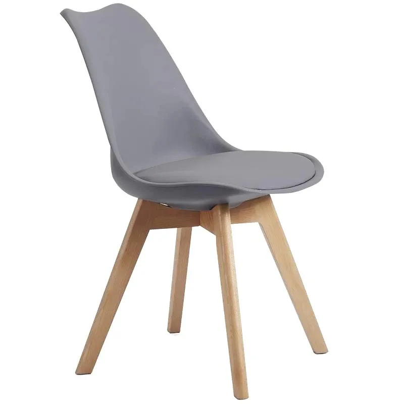 MOBELCENTER - Pack 4 Sillas Malmo, Sillas de Salón y Cocina, Color Gris y Patas Color Haya, Medidas: 45 cm x 48 cm x 81 cm (P0112)