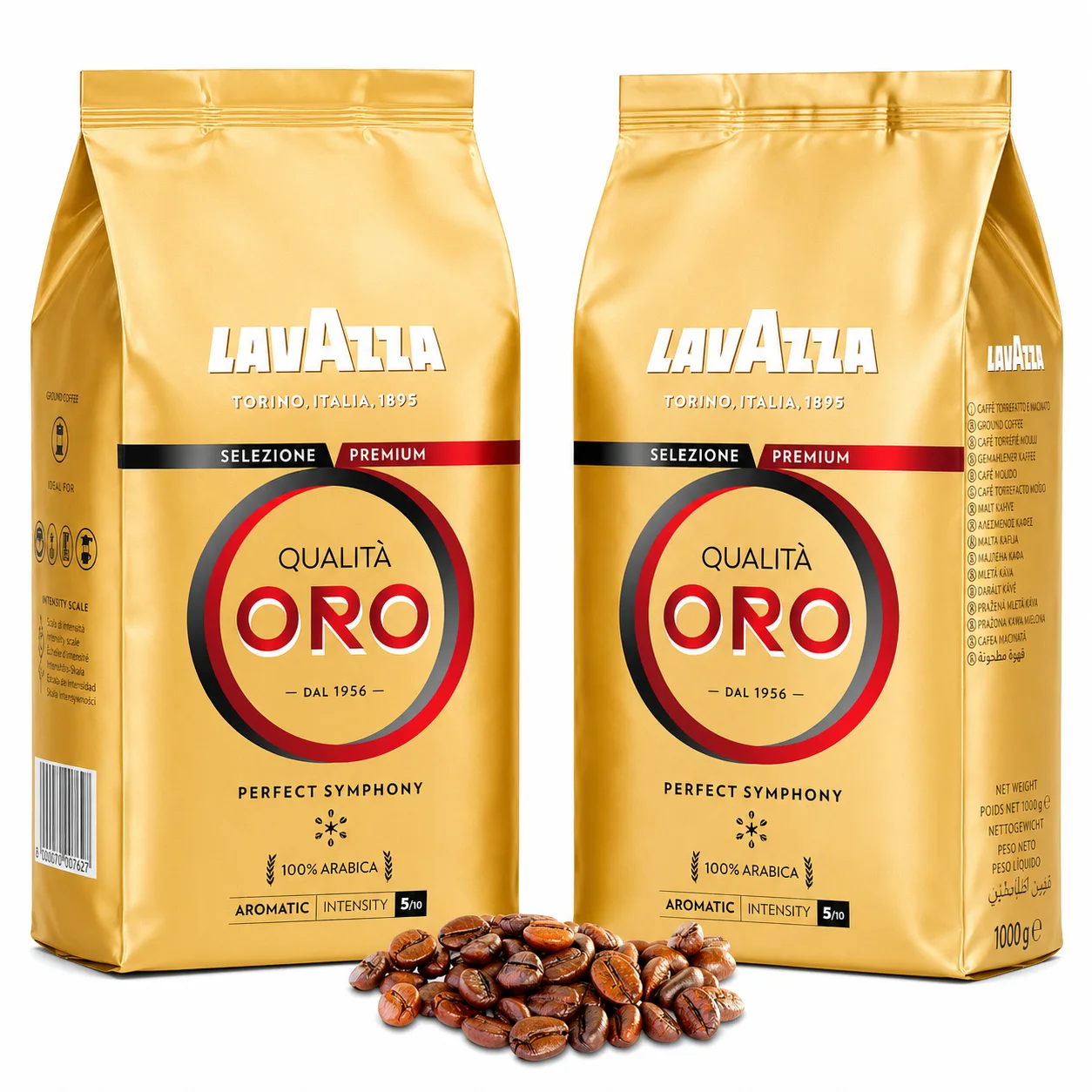 Lavazza Qualita Oro Granos de Café 1kg - PACK 2 UNIDADES - QUMIR