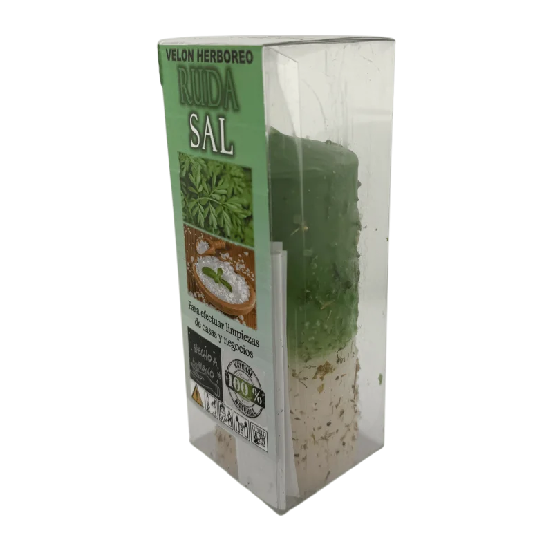 Herbaceous Candle Ruda and Salt - HOSTENATURA 14x6cm for energy cleansing of homes and businesses, crafted with natural herbs and salt for purifying and protection against negative energies. #4