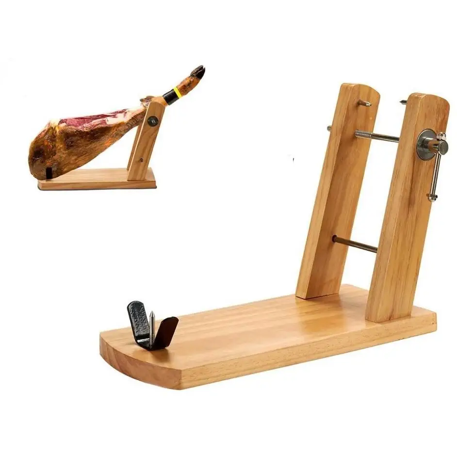 C.A | Jamonero Rioja de Madera Natural 🪵 | Soporte Elegante y Robusto | Estabilidad y Seguridad para Corte de Jamón Ibérico y Serrano
