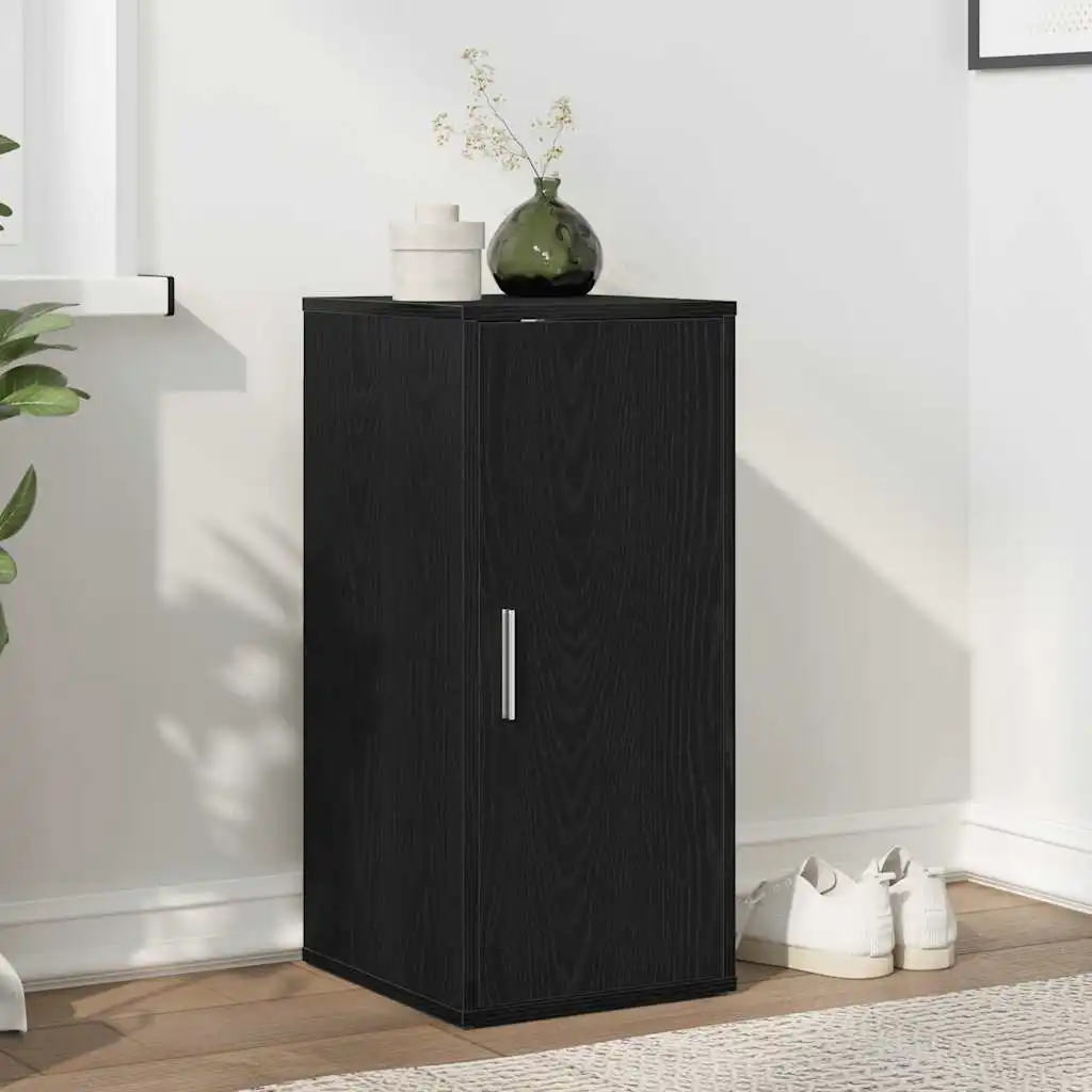 Zapatero de madera de roble negro 32x35x70 cm
