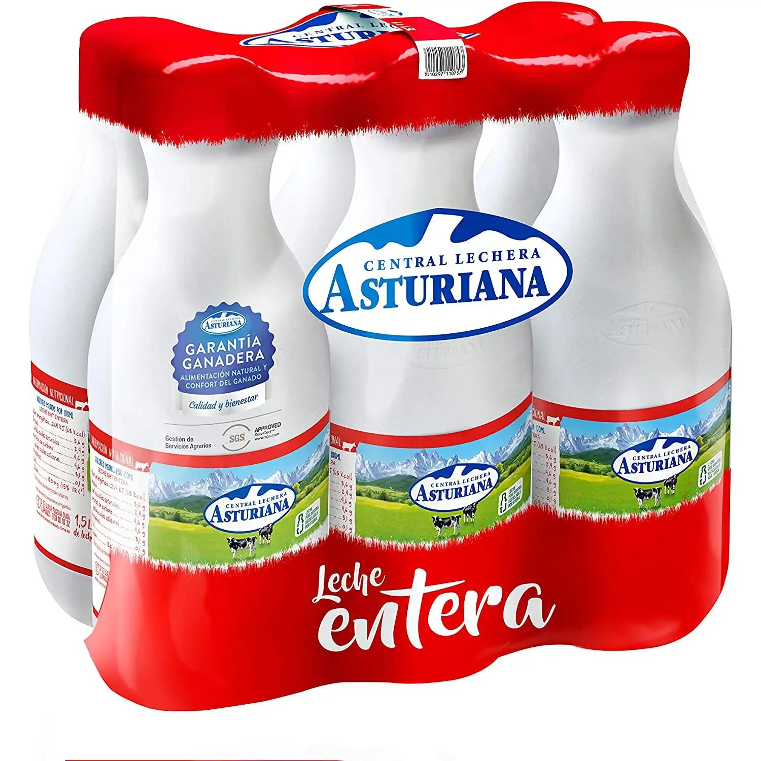 Asturiana Lechera - Leche Entera - Botella 1,5 L*6 Asturiana Lechera - Leche semi - Botella 1,5