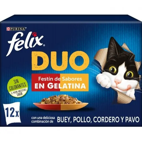 Felix Duo Festín De Sabores En Gelatina Para Gatos 12 X 85 Gr