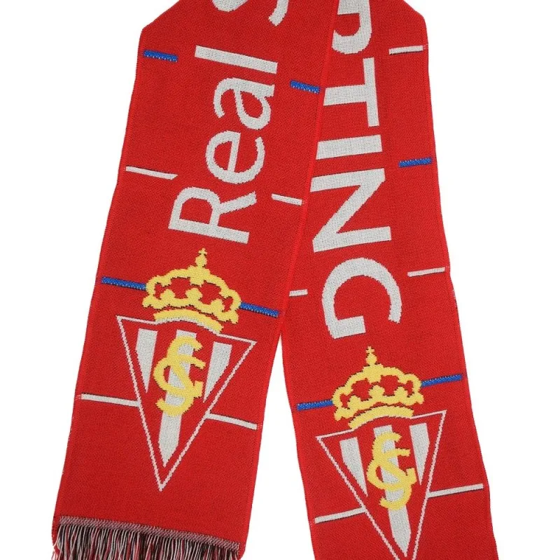 Bufanda Sporting de Gijón color roja línea azul tamaño 130x20cm producto oficial BSP32730