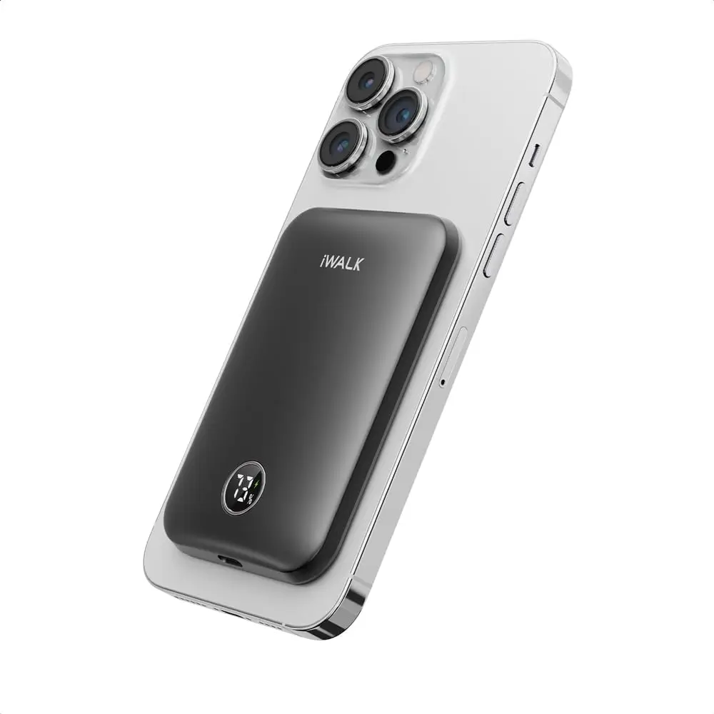 Cargador Portátil Magnético Slim 5000mAh con Carga Inalámbrica Rápida 15W, Power Bank con Pantalla LED y Diseño Compacto Antideslizante, Batería Externa Compatible con iPhone 15/15 Pro/15 Pro