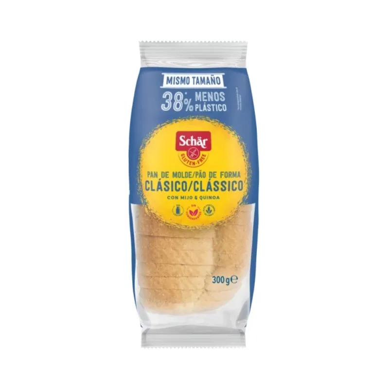 Pan de molde clásico Sin Gluten  Pack de 3 unidades  300 gramos   Apto para vegetarianos y veganos  SCHÄR