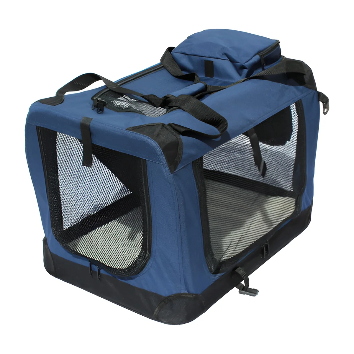 Transportin para Perros Plegable Yatek con Entradas Laterales y Superiores, Alta Visibilidad y Confort - Tamaño M (60 X 42 X 42cm)