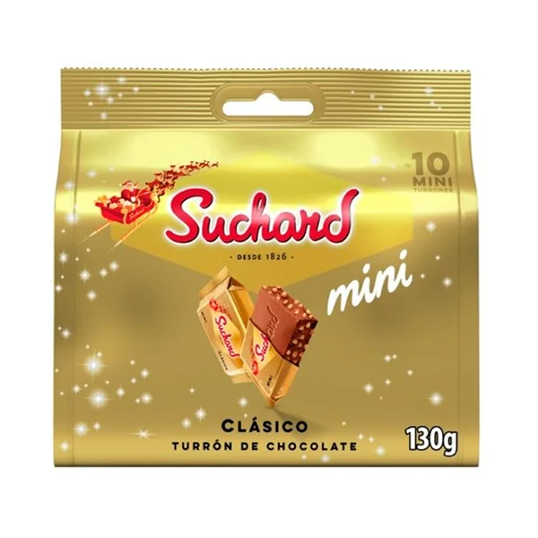 Suchard Mini - 9 bolsas de 130g - Tabletas de Turrón de Chocolate con Leche y Arroz Inflado Porciones Individuales